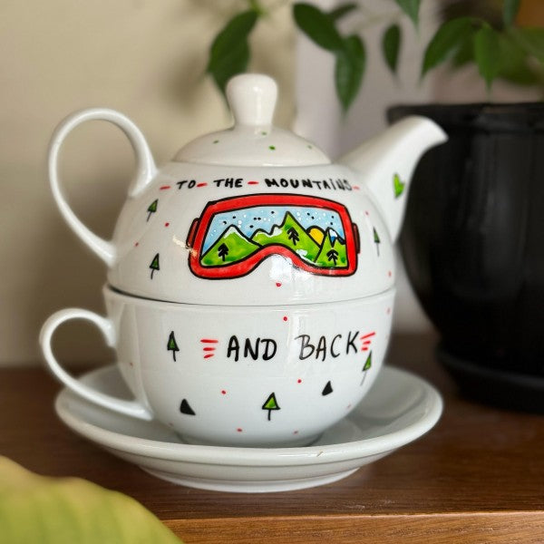 Дводелен порцелански чајник | To The Mountains And Back | Тиноски