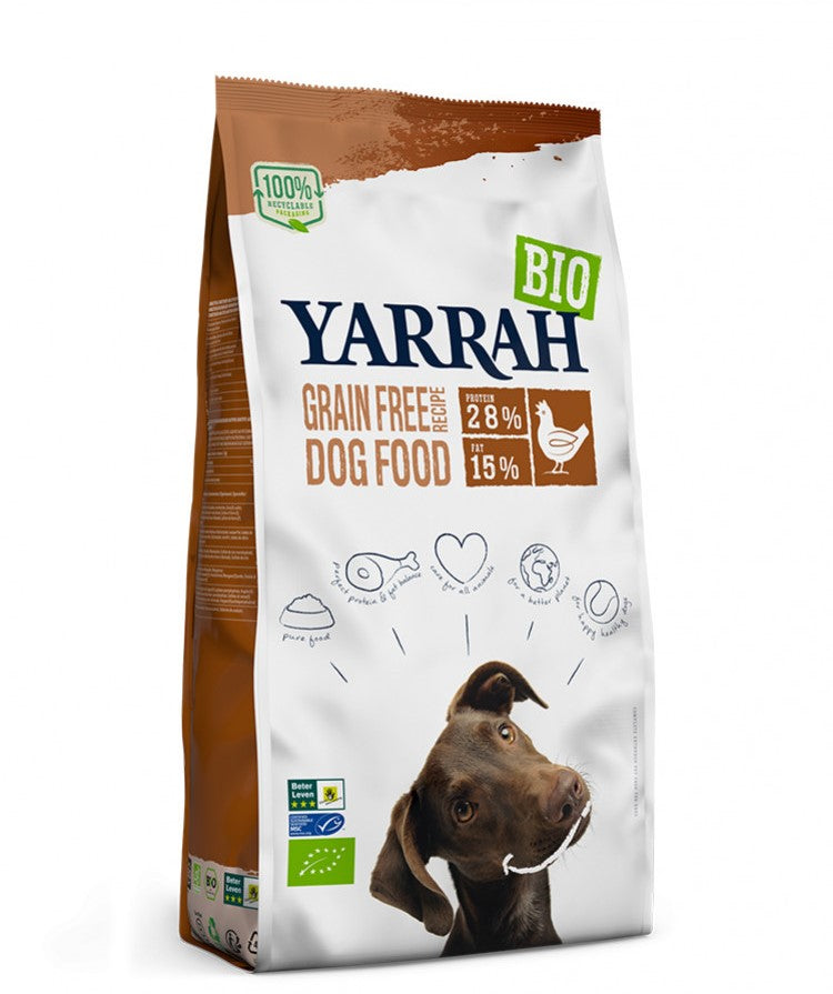 Органска сува храна за кучиња без житарки со пилешко месо и риба | Yarrah | 2 kg