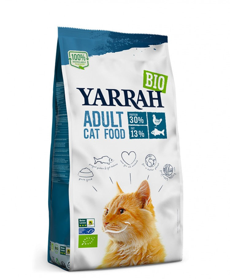 Органска сува храна за мачки од пилешко и риба | Yarrah | Adult | 2.4 kg