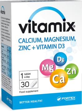 Додаток во исхрана | Fortex | Vitamix | Kalcium, Magnezium, Cink +Vitamin D3 | 30 таблети