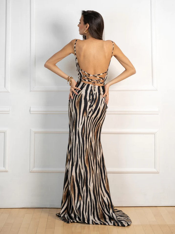 Долг фустан - Животински принт | Bransoa