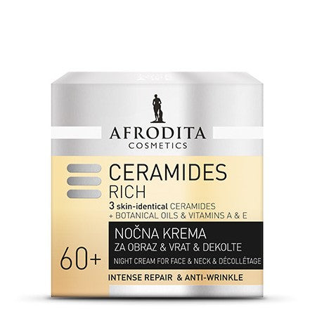 Ноќна крема за лице, врат и деколте - Ceramides Rich | Afrodita | 50 ml