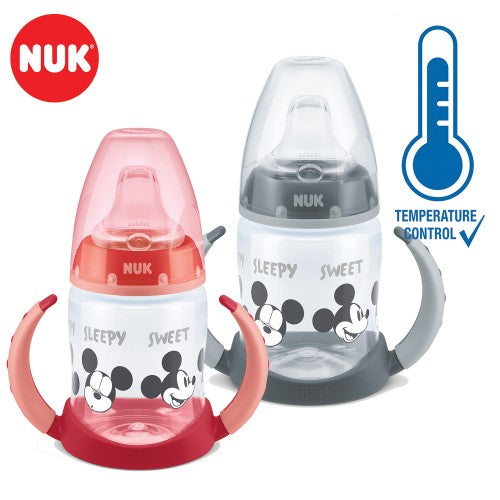 Шише со рачки и силиконско клунче | Nuk | Disney Mickey - Tempеrature Control (6+мес)