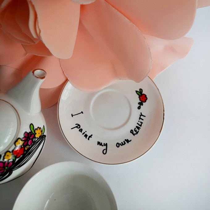 Дводелен порцелански чајник | Frida | Paint My Own Reality | Тиноски