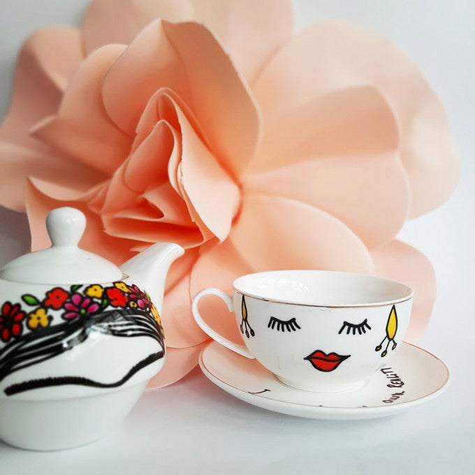 Дводелен порцелански чајник | Frida | Paint My Own Reality | Тиноски