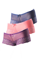 Мини кратки гаќички со детали од тантела и панделка | Merry Secret's | 3 во пакување - три бои