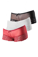 Мини кратки гаќички со детали од чипка и лента | Merry Secret's | 3 во пакување - три бои