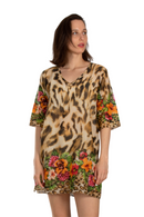 Туника | Aker | Кафеава со цветен принт