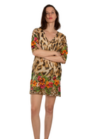 Туника | Aker | Кафеава со цветен принт