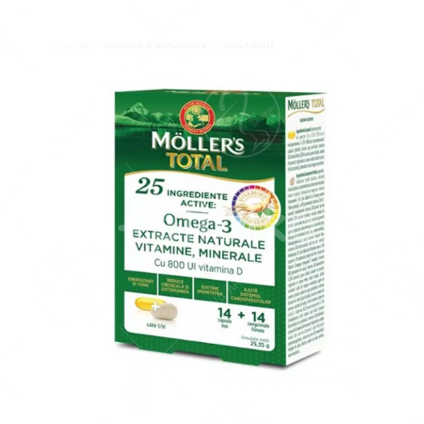 Додаток во исхрана | Mollers Total | Omega 3 | 14капсули + 14таблети