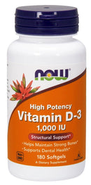 Додаток во исхрана | Now | Vitamin D-3 1000 IU | 180 меки капсули