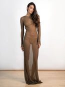 Долг фустан за плажа - маслинест | Bransoa