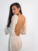 Долг фустан за плажа - крем | Bransoa