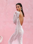 Долг фустан за плажа - крем | Bransoa