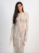 Долг фустан за плажа - крем | Bransoa