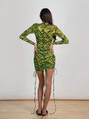 Долг фустан - зелен принт | Bransoa