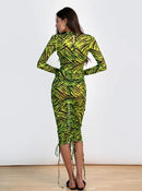 Долг фустан - зелен принт | Bransoa