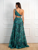 Долг фустан - зелен принт | Bransoa