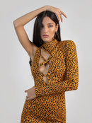 Долг фустан - Кафеав принт | Bransoa