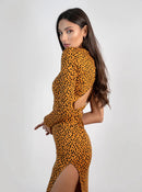 Долг фустан - Кафеав принт | Bransoa