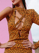 Долг фустан - Кафеав принт | Bransoa