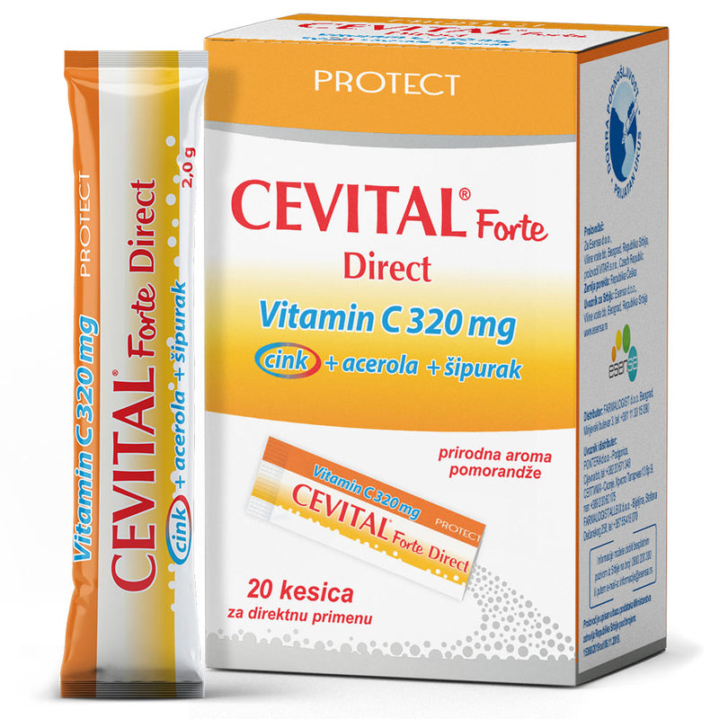Витамин Ц во прав | Cevital Forte Direct + Cink | 20 кесички