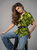 Зелена принт кошула | Bransoa