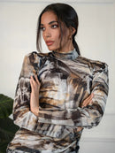 Миди фустан со принт | Bransoa