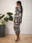 Миди фустан со принт | Bransoa