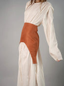 Миди фустан со корсет - бел | Bransoa