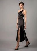 Миди фустан - црн | Bransoa