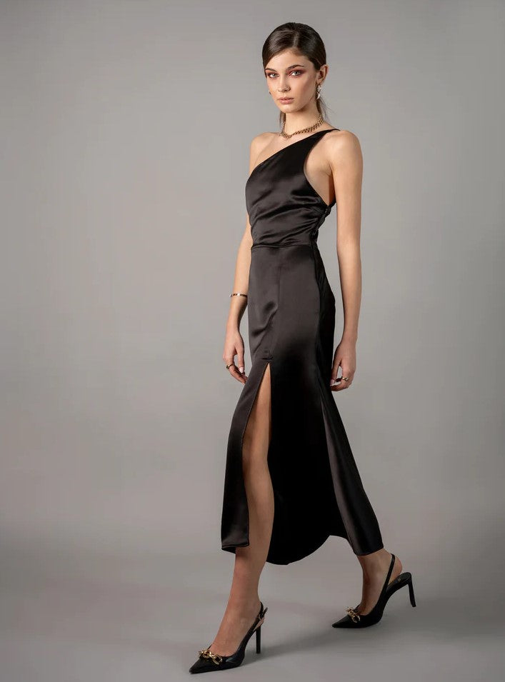 Миди фустан - црн | Bransoa