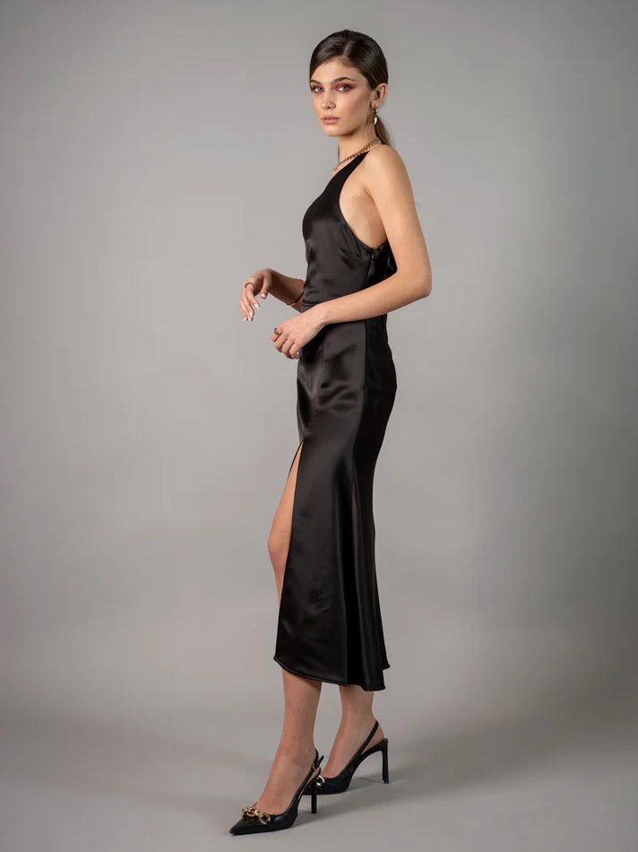 Миди фустан - црн | Bransoa