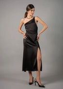 Миди фустан - црн | Bransoa