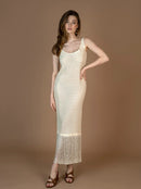 Миди фустан - Беж | Bransoa