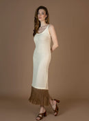 Миди фустан - Беж | Bransoa