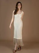 Миди фустан - Беж | Bransoa