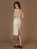 Миди фустан - Беж | Bransoa