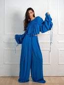 Сини Palazzo панталони | Bransoa