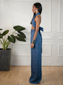 Сини Palazzo панталони | Bransoa