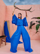 Сини Palazzo панталони | Bransoa