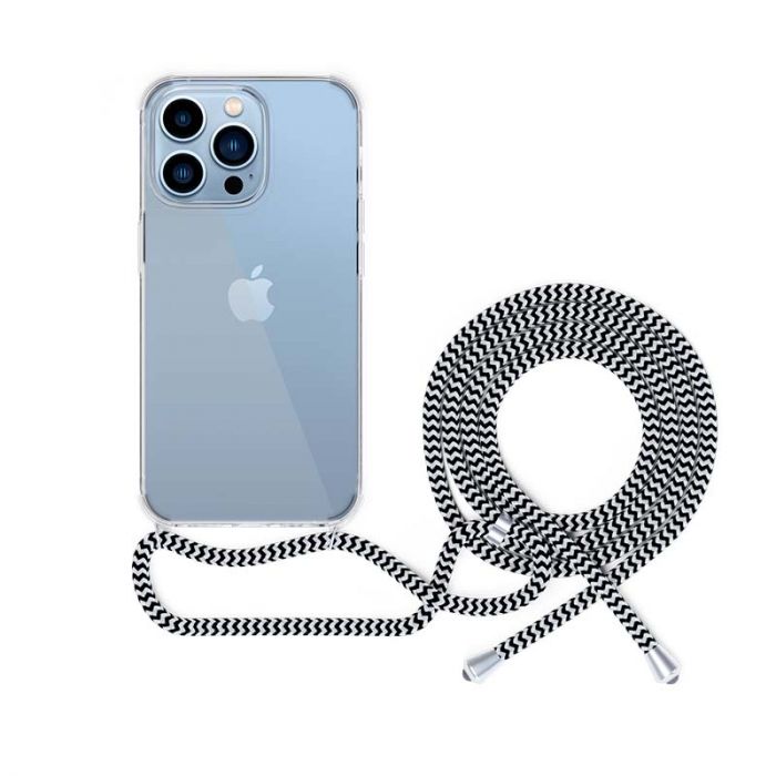 Футрола со врвца | Epico | iPhone 14 Pro | црно-бела