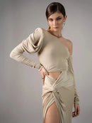 Миди фустан - шампањ | Bransoa